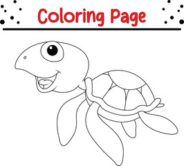 Ocean Animal Coloring Page. Sea Creature black and white cartoon for kids