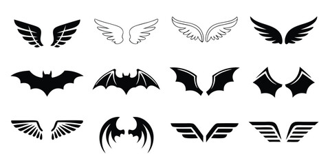 Naklejka premium Assorted Wing Designs Vector Illustration Collection Art and Symbolism Variety