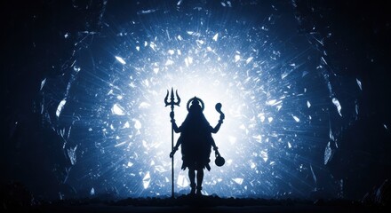 Fototapeta premium Divine entity silhouette against radiant ethereal backdrop invoking mystical energies and