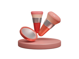 Beauty cosmetics 3d icon isolated on transparent background, Makeup cosmetic concept. Perfect look and beauty. Realistic packages for decorative cosmetics. Cartoon minimal style. 3d rendering