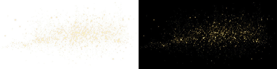 Dust, sparkle, glow, bright, glittering — PNG golden Overlay with light stardust explosion. Transparent PNG design with festive motion and shimmering glow for celebration cards and magical backdrops.