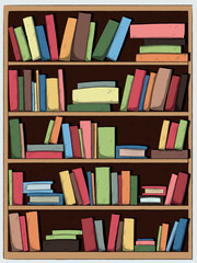 Bookshelf with Colorful Books