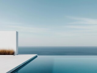 Obraz premium Cliffside infinity pool overlooking the vast ocean, breathtaking travel destination