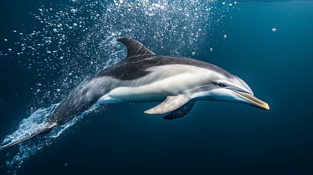 A Dusky Dolphin Swims Gracefully Through Ocean Water