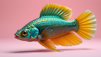 Vivid Fish Against Pink Background