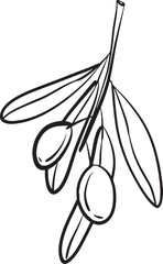 Olive Branch with Olives and Leaves