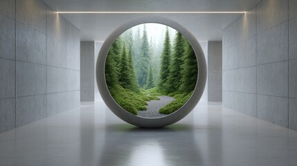 Floating protective orb containing happy home insurance loan life in a serene forest environment