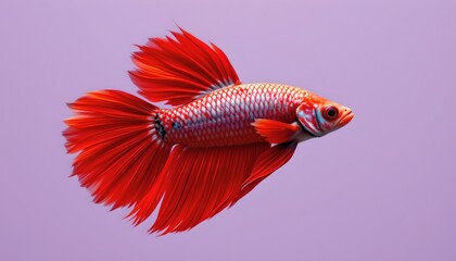 Asian Betta Fish with Red Fins and Orange Body