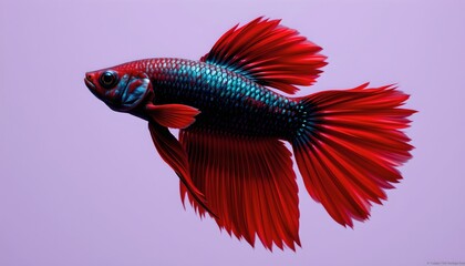 Vivid Red and Blue Fish Swimming