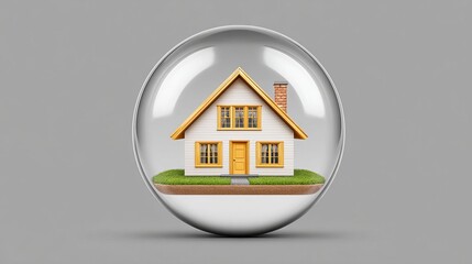 Happy home protection life insurance loans for your house in a transparent floating sphere