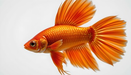 Goldfish Swimming Water Against White Background
