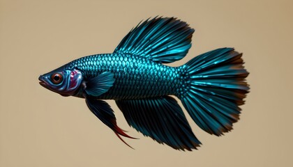 Aquatic Life Tropical Fish with Turquoise Scales and Blue Fins