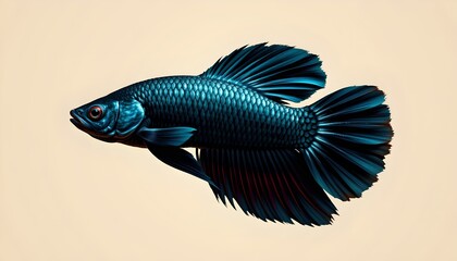 Blue Fish Against Plain Background
