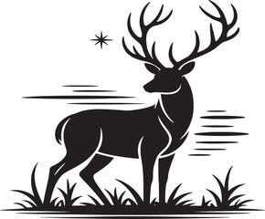 Elegant Stag in Black Silhouette