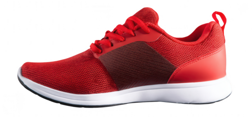 Red running shoe isolated on a white background, png, transparent