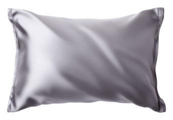 Silk pillowcase, gray color, isolated on a white background, png, transparent