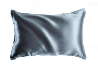 Silk pillowcase, gray color, isolated on a white background, png, transparent