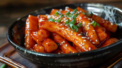 Korean food Tteokbokki, stir-fried squid