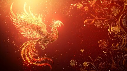 Majestic Mythical Phoenix Bursting with Fiery Energy and Celestial Power
