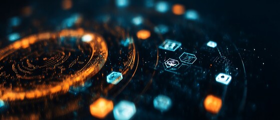 Abstract technology interface with glowing elements