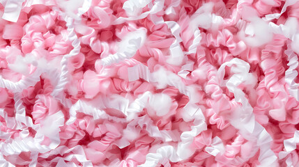 Background of pink and white paper flowers. Abstract background and texture for design.