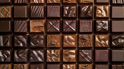 Background of chocolate bars, close-up. Chocolate bar texture.