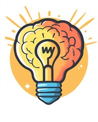 Fototapeta premium Creative light bulb illustration with brain design.