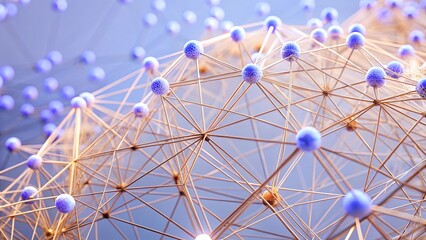 Elegant blue and gold network structure for modern science, technology and business concepts