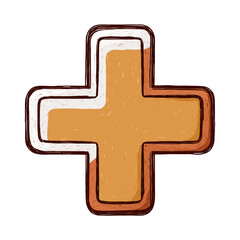 Obraz premium A hand-drawn illustration of a textured plus sign icon, symbolizing positivity, addition, or healthcare concepts for graphic design and user interfaces. 