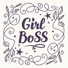 Elegant Feminine Design Featuring the Phrase 'Girl Boss' in Artistic Style