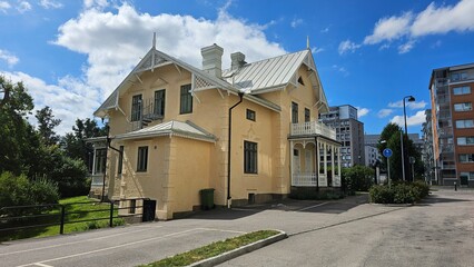 Sweden. Houses and streets in the city of Linköping. Östergötland province.
