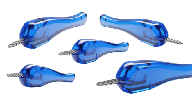 3D render of orthodontic aligners on a white surface suggesting dental treatment and cosmetic improvement