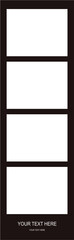 Black Photo Strip Frame with Four Slots – Vector Template
