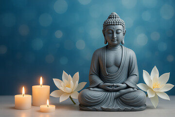 Peaceful Buddha Sculpture in Lotus Position – Spiritual and Calm Vibes.