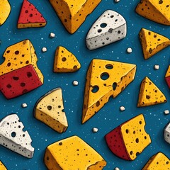 Vibrant Cheese Seamless Pattern: Delicious Food Texture for Packaging, Website, or Textile Design