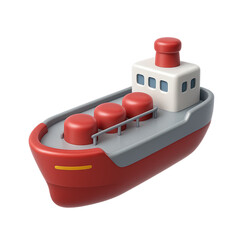 3D Render: Red Cargo Ship Icon, App Design, Game Asset, Website Element, Maritime Illustration
