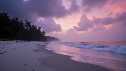 Serene Tropical Beach Sunrise:  Website banners, travel brochures, and calming home decor