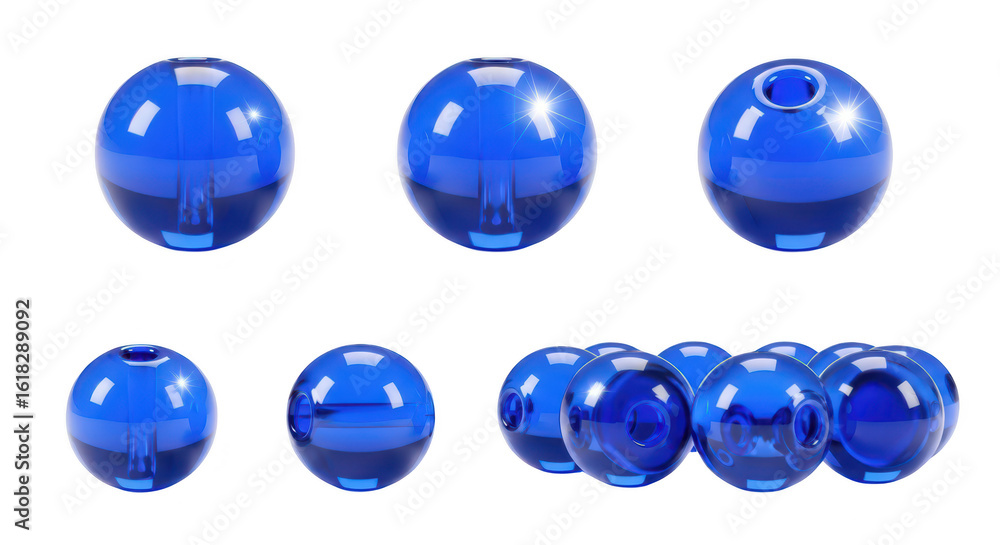 Poster blue spheres on a white background displayed in various angles possibly used for design technology o