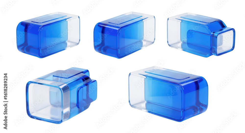 Aufkleber clear futuristic digital device concept rendered in blue various views isolated on white background 