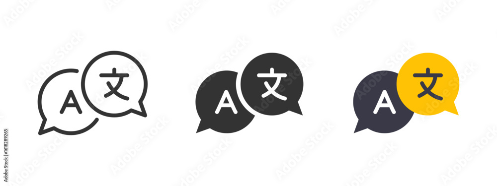 Aufkleber translate icon. two overlapping speech bubbles with letter a and language character vector illustrat