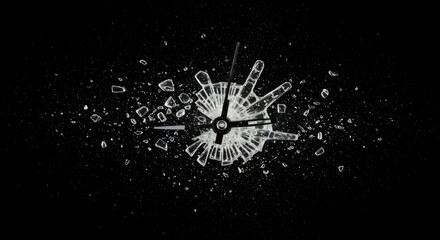 Shattered illusions of time passing by, a metaphor for deadlines and failures in a fragmented life