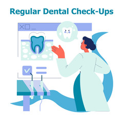 Vector Illustration of Regular Dental Check-Ups