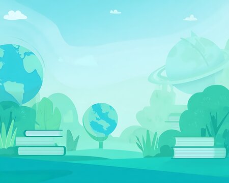 Books and globes education abstract landscape