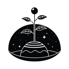 Sci Fi Tea Plant Growing on Mars