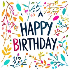 Vibrant Floral Decoration with Happy Birthday Text for Celebrations