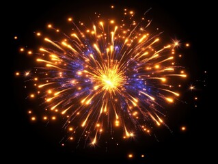 Bright Firework Explosion with Colorful Sparks and Glowing Lights