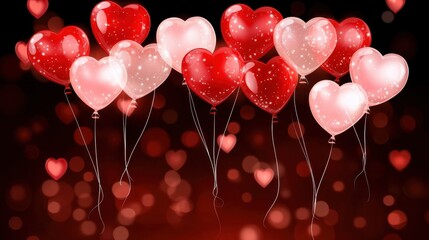 Colorful Heart Balloons with Sparkles for Romantic Celebrations
