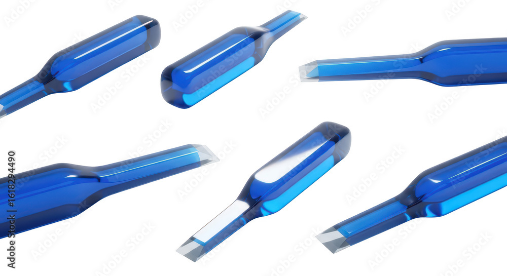 Aufkleber array of stylized blue chisels arranged on a white surface showcasing a minimalist design suitable f