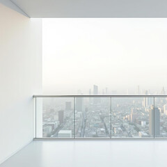 Minimalist Modern Apartment Balcony with Cityscape View