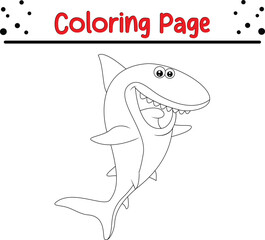 Shark sea animal coloring book page